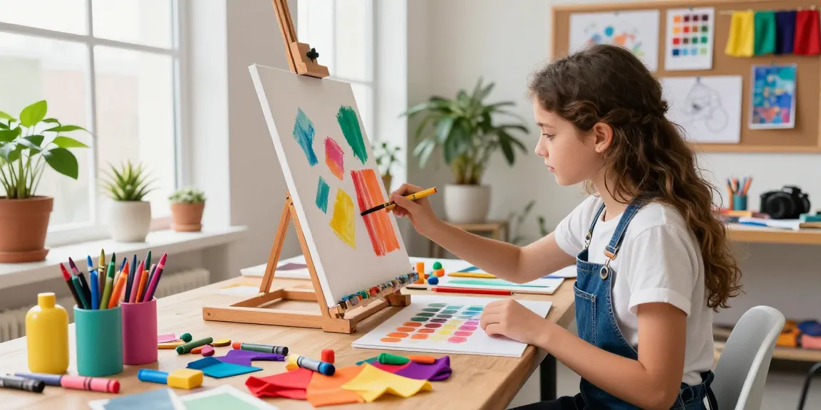 Crayon manufacturer showcasing vibrant crayons in a creative art studio