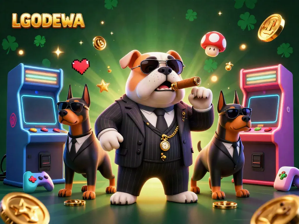 Engage with LGODEWA's vibrant casino world featuring a mafia boss bulldog and his Doberman bodyguards.