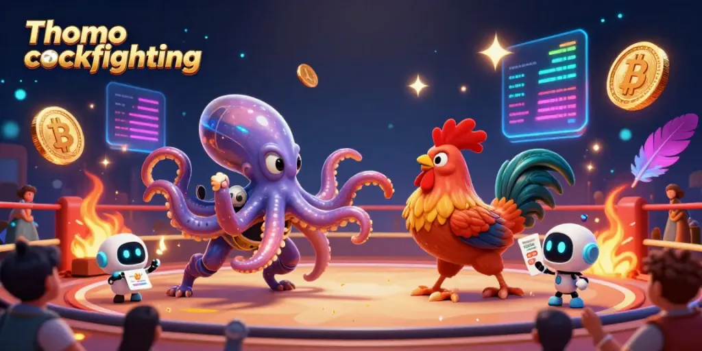 Trận chiến đá gà hấp dẫn tại Thomo cockfighting, với các yếu tố cá cược sôi động xung quanh.
