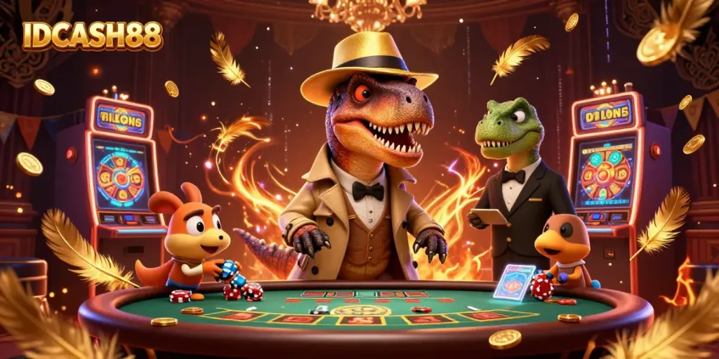 Experience the excitement of IDCASH88 with a velociraptor card counter and dynamic slot elements