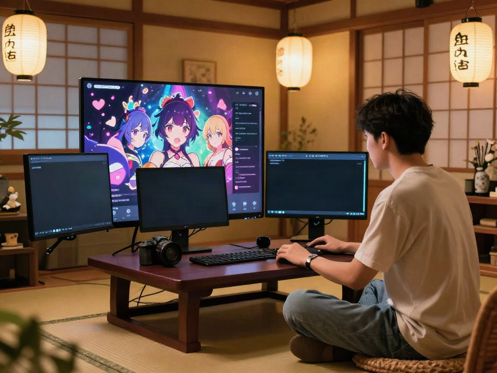 Engaging user interacting with an AI in a colorful hentai ai chat environment