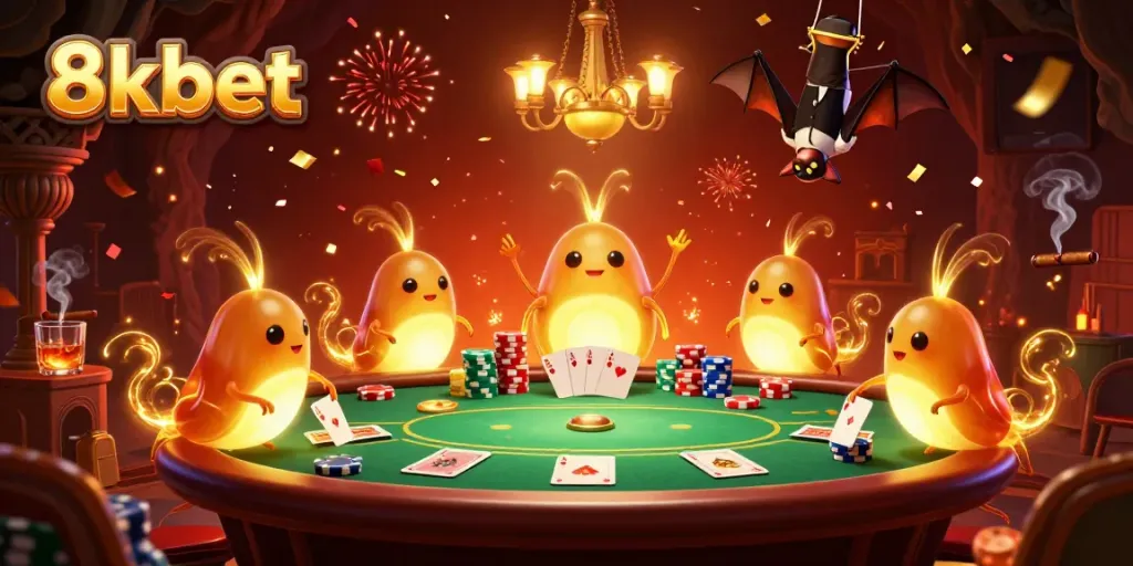 Play and win at 8xbet with a vibrant cave casino scene featuring electrifying glowworms illuminating the game.