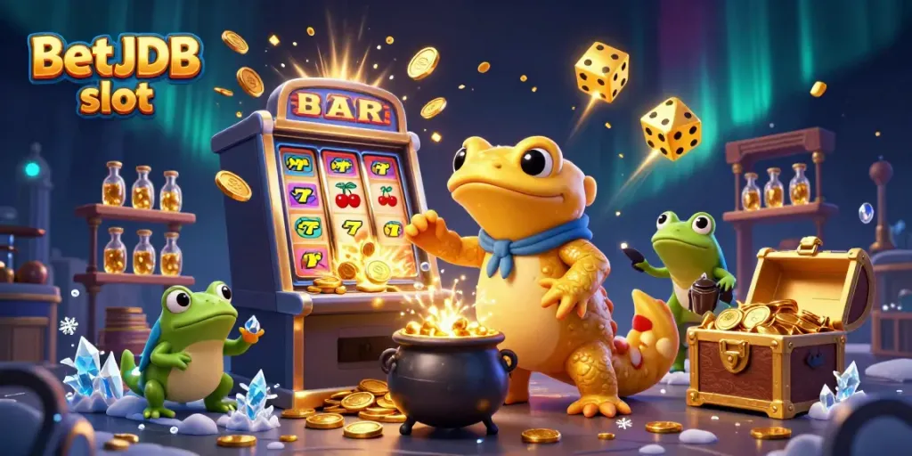 Experience thrilling gameplay with BetJDB slot as the giant golden alchemist transforms coins in a magical scene.