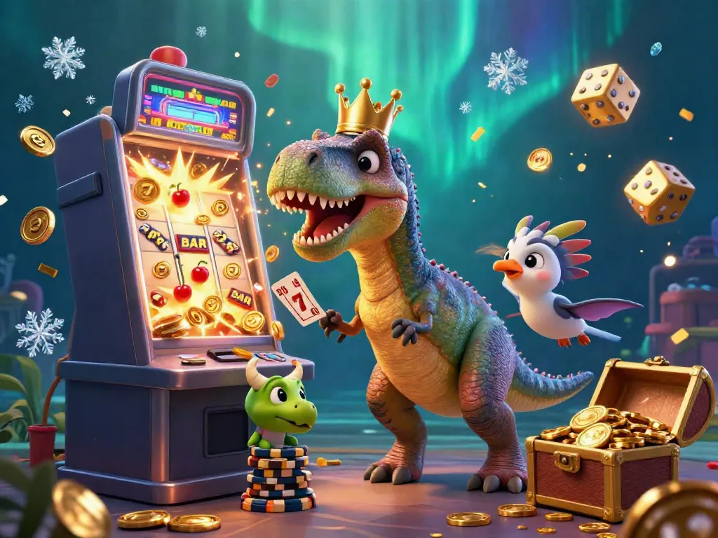 Engage in thrilling gameplay at F8BET with a T-Rex shuffling cards and a pterodactyl assistant