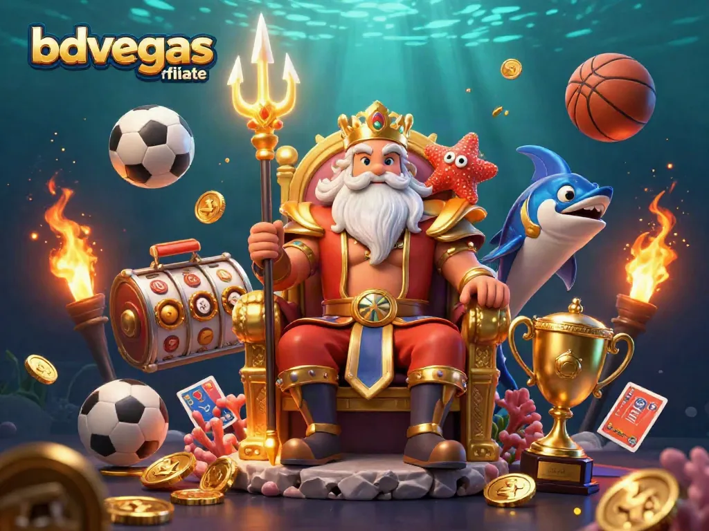Engage with the bdvegas affiliate program in a vibrant 3D casino illustration showcasing dynamic gaming elements and exciting features.