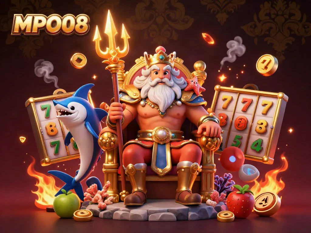Win big with MPO08 slots featuring Neptune, treasures, and golden jackpots in vibrant 3D.