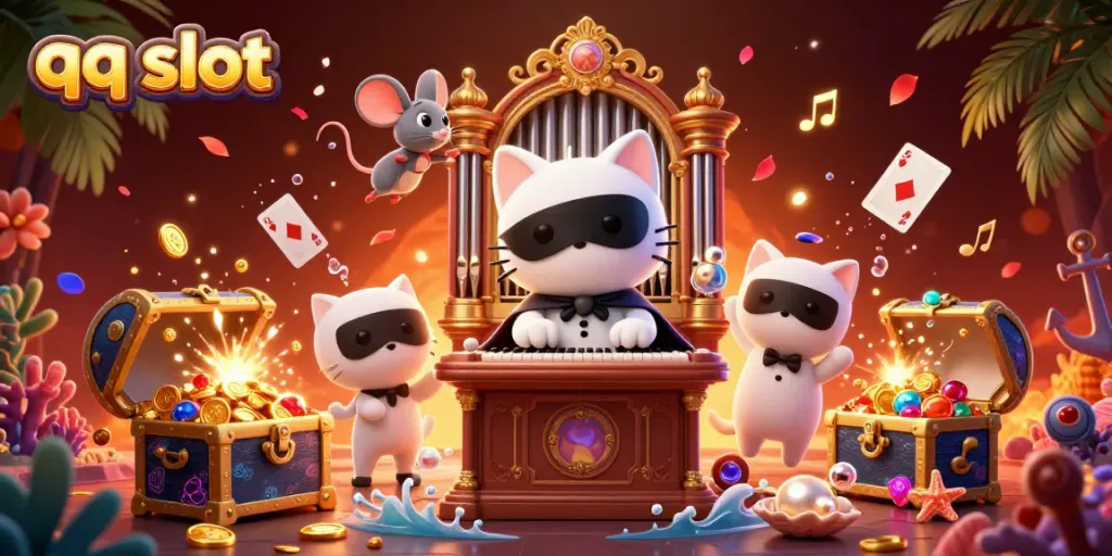Engage with the thrilling qq slot experience featuring lively characters and rich casino elements.