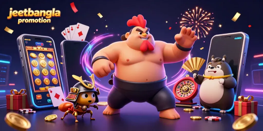 Engage in jeetbangla promotion excitement with lively casino characters, bonuses, and games.