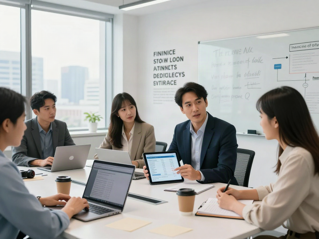 Team discussing Canada loans options in a modern office